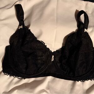 Felina Black Lace Bra with White Accents